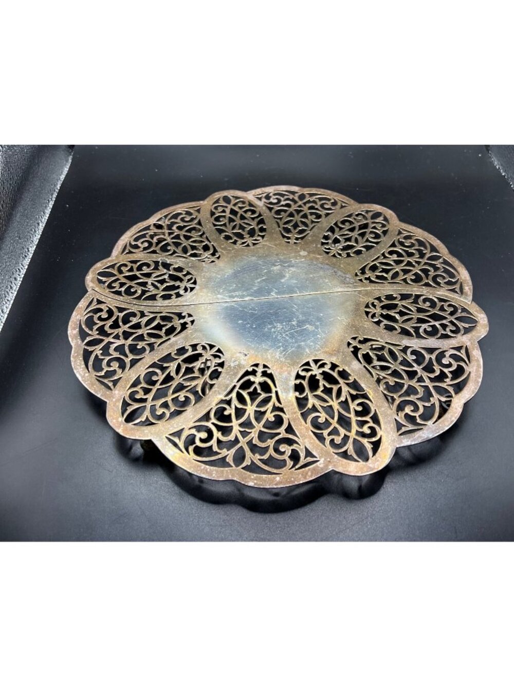 Vintage Wm Rogers Expanding Silver Plated Trivet Ornate Filigree Design Patina